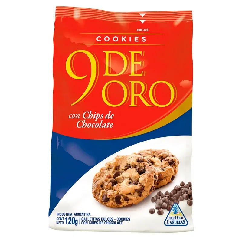 9 De Oro Cookies Con Chips 120g