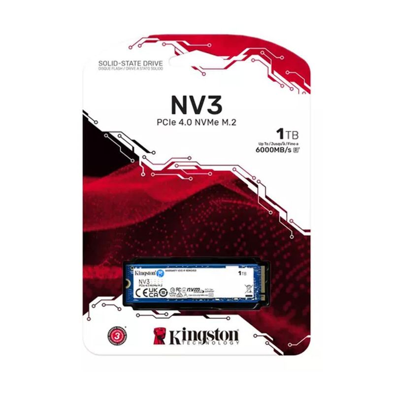 Kingston 1TB Internal SSD M.2 2280 NV3 PCIe 4.0 NVMe 1000GB / 5 Años de garantía