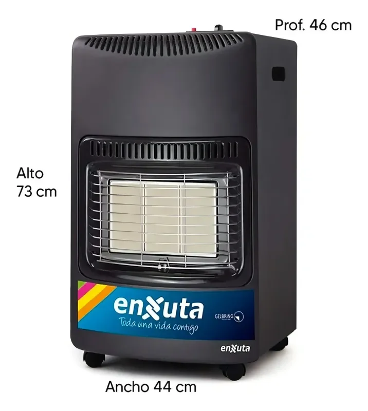 Estufa a Gas Enxuta EENXGV2 Gris Oscuro con Válvula de Seguridad y 3 Niveles de Potencia