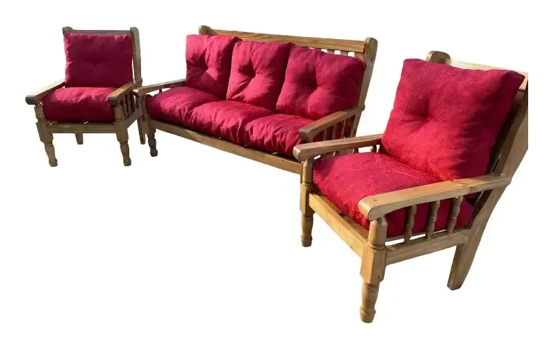 JUEGO DE LIVING MADERA TORNIADA
