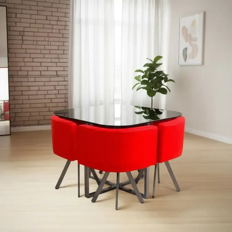 JUEGO DE COMEDOR 4 SILLAS MESA DE VIDRIO