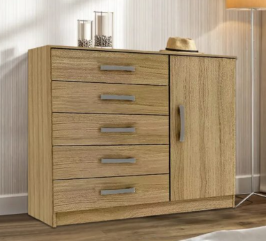 Comoda Cajonera 5 Cajones 1 Puerta Dormitorio Guardarropa