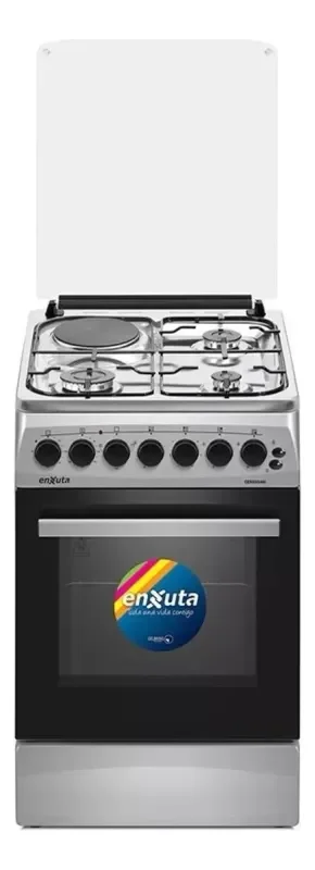 Cocina Enxuta CENX5546 Multigas 4 Hornallas Acero Inoxidable y Grill Eléctrico